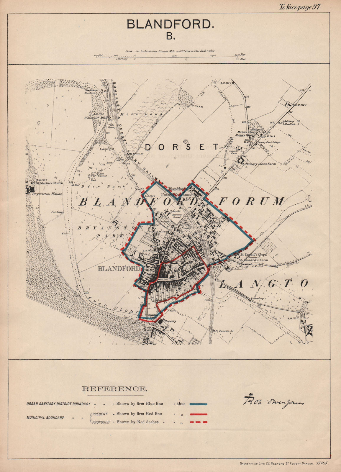 Blandford Forum. JONES. PARLIAMENTARY BOUNDARY COMMISSION 1888 old antique map